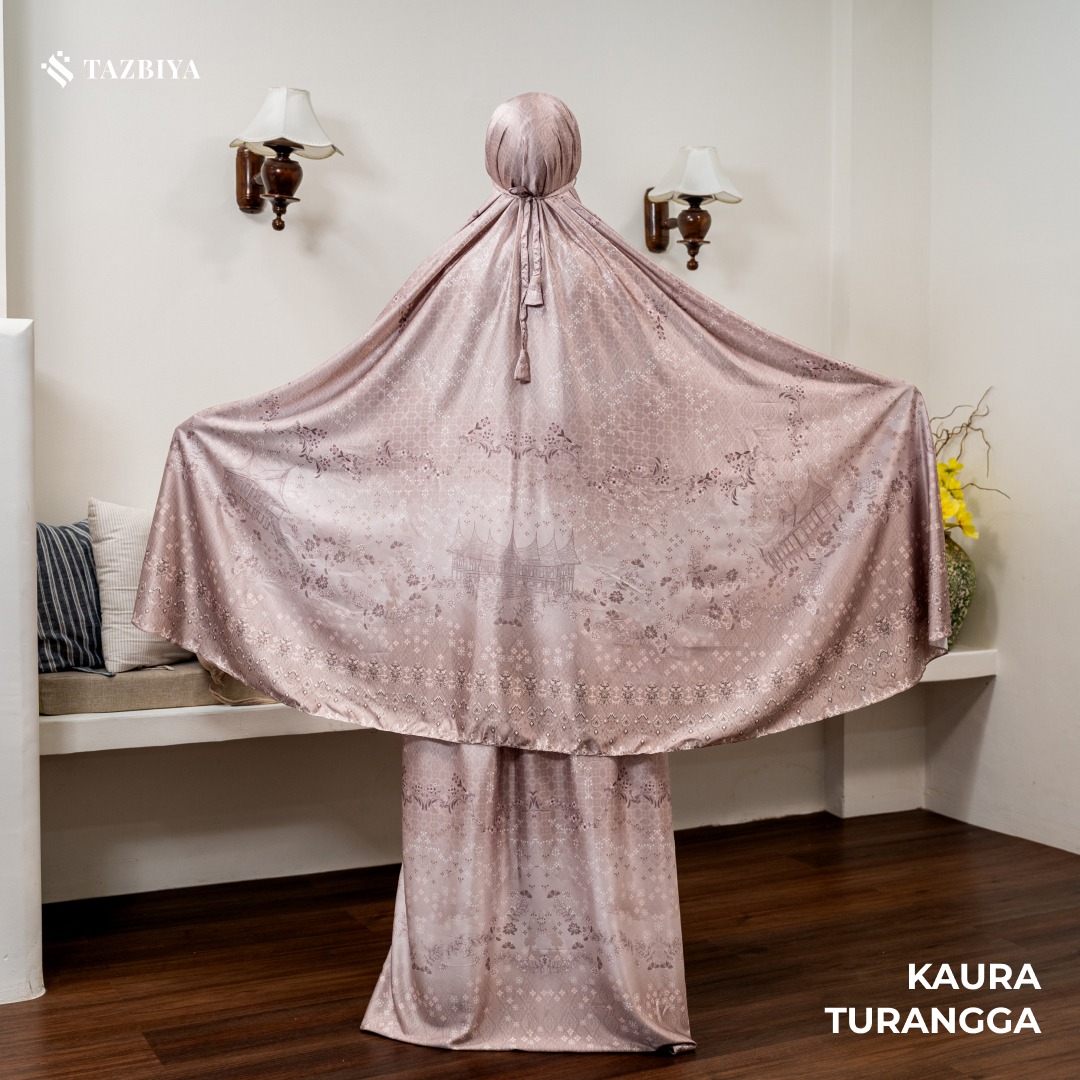 TAZBIYA - Mukena Silk KAURA Series (Mukena Dewasa Motif Nusantara Heritage Bahan Silk 2 in 1 dengan Sajadah Mini)