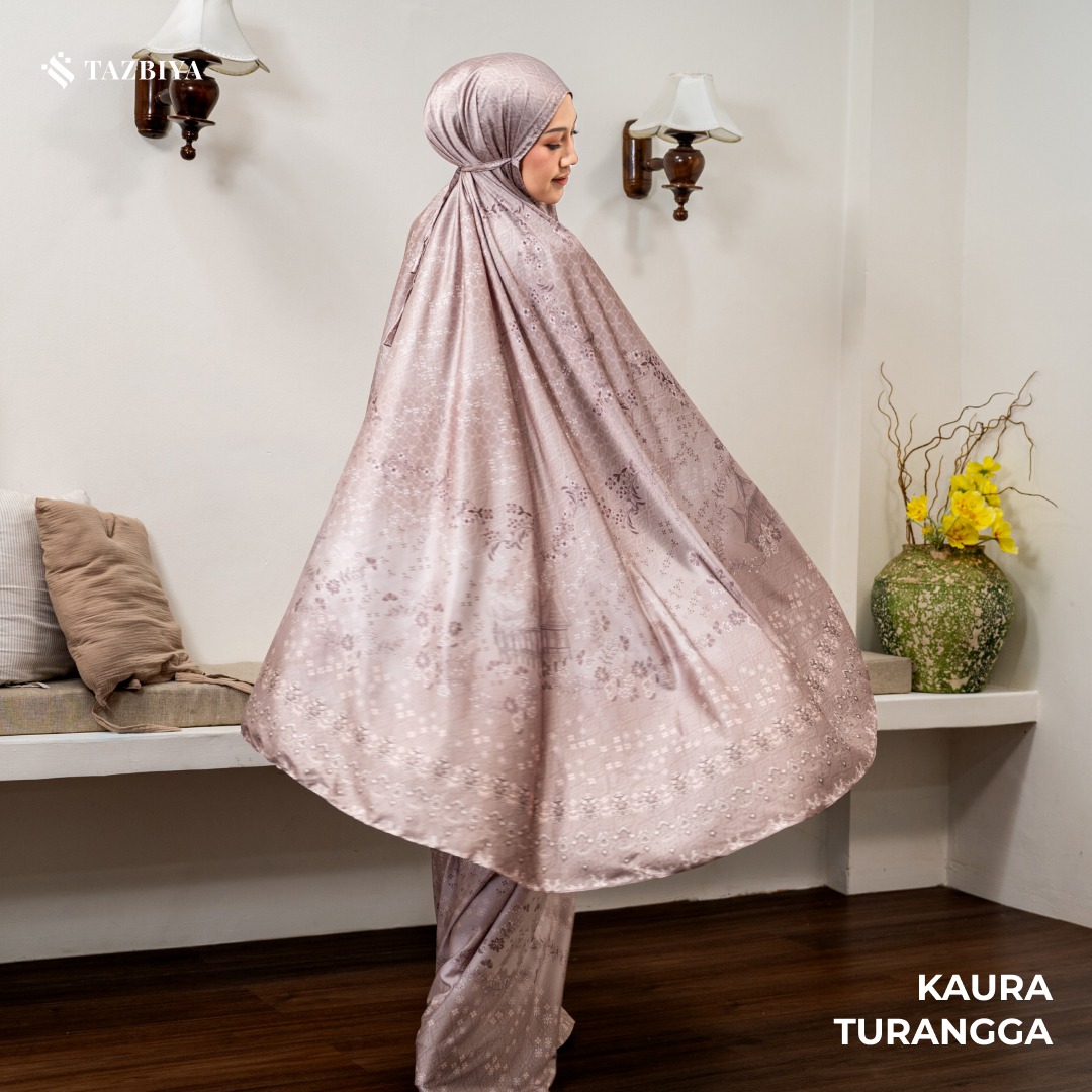 TAZBIYA - Mukena Silk KAURA Series (Mukena Dewasa Motif Nusantara Heritage Bahan Silk 2 in 1 dengan Sajadah Mini)