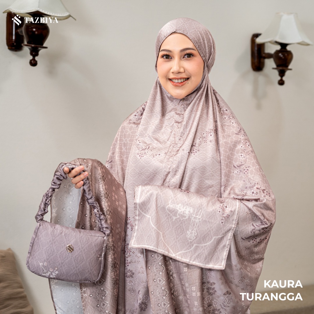 TAZBIYA - Mukena Silk KAURA Series (Mukena Dewasa Motif Nusantara Heritage Bahan Silk 2 in 1 dengan Sajadah Mini)