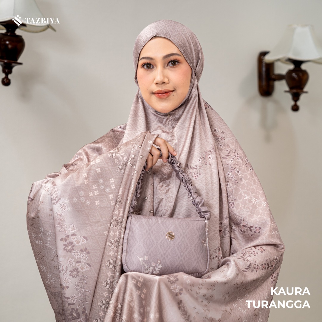 TAZBIYA - Mukena Silk KAURA Series (Mukena Dewasa Motif Nusantara Heritage Bahan Silk 2 in 1 dengan Sajadah Mini)