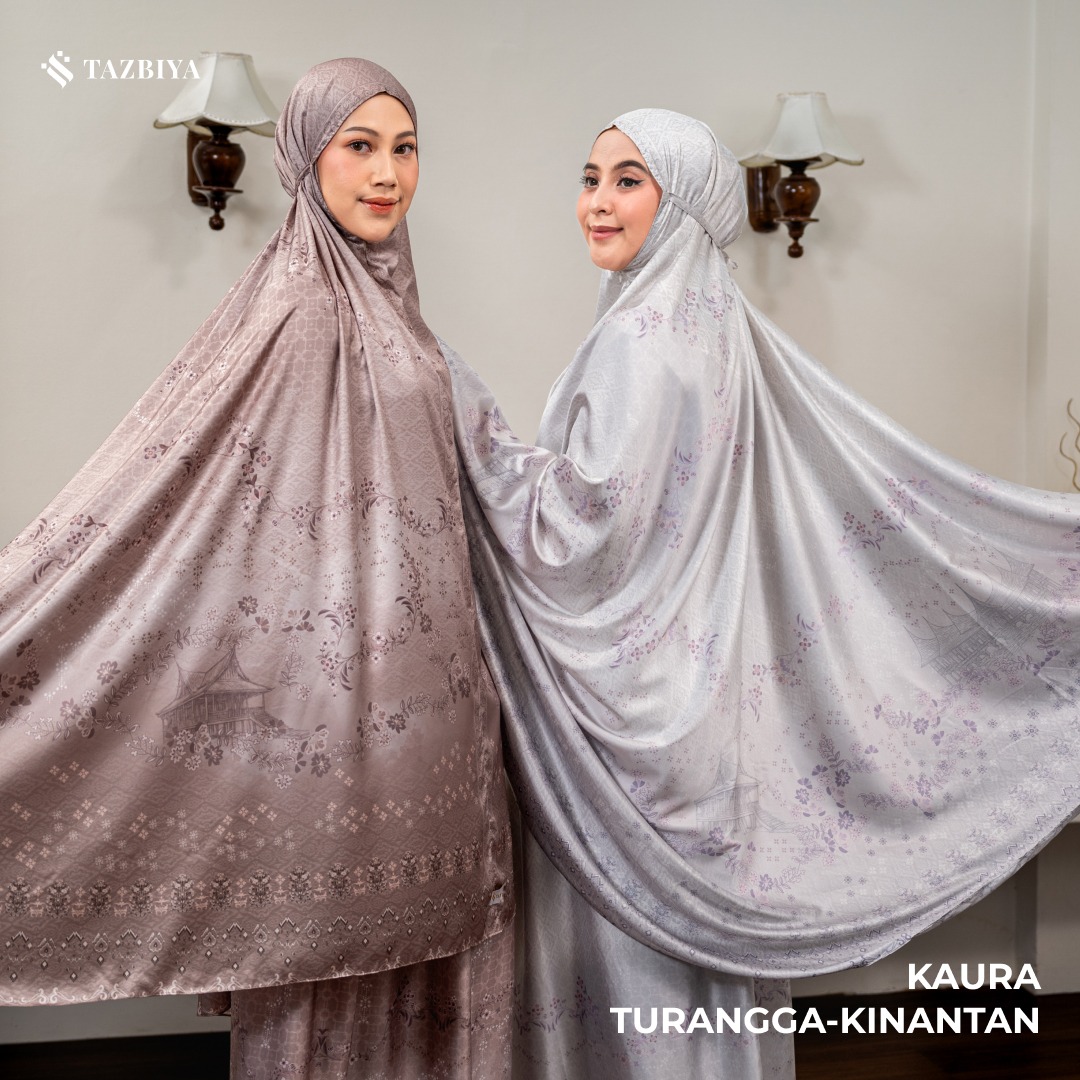 TAZBIYA - Mukena Silk KAURA Series (Mukena Dewasa Motif Nusantara Heritage Bahan Silk 2 in 1 dengan Sajadah Mini)