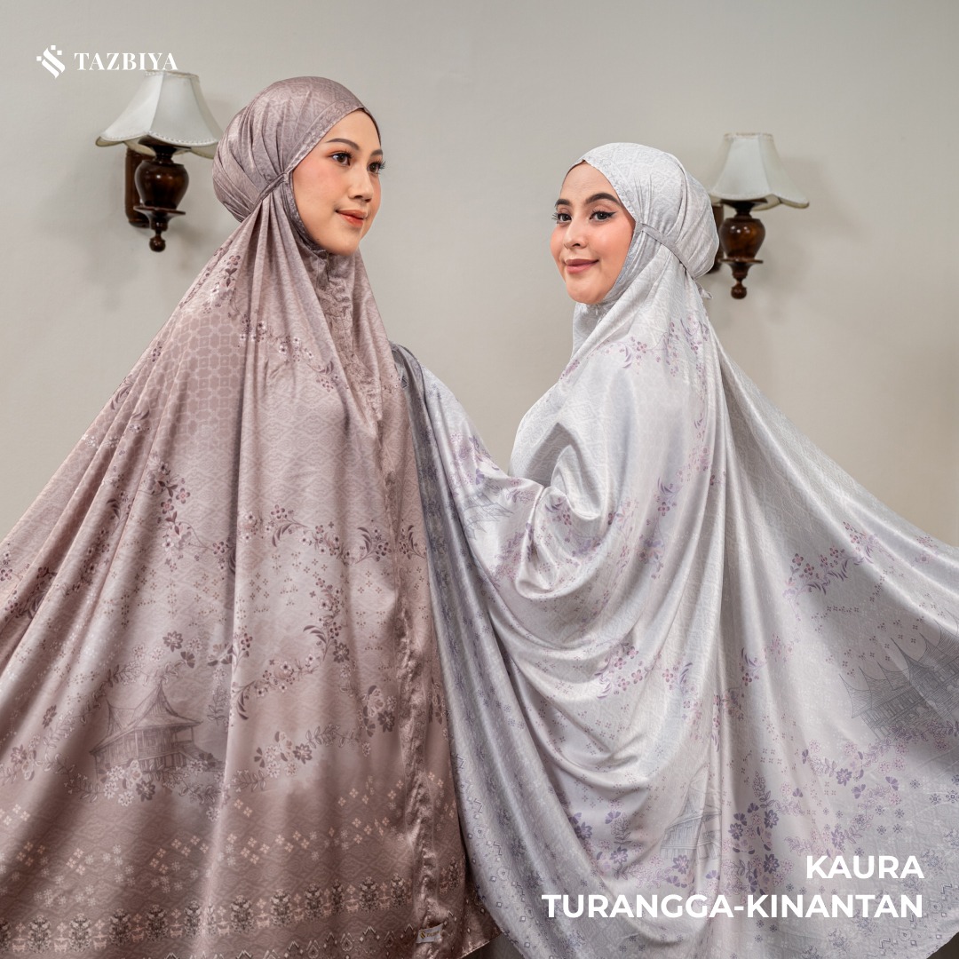 TAZBIYA - Mukena Silk KAURA Series (Mukena Dewasa Motif Nusantara Heritage Bahan Silk 2 in 1 dengan Sajadah Mini)
