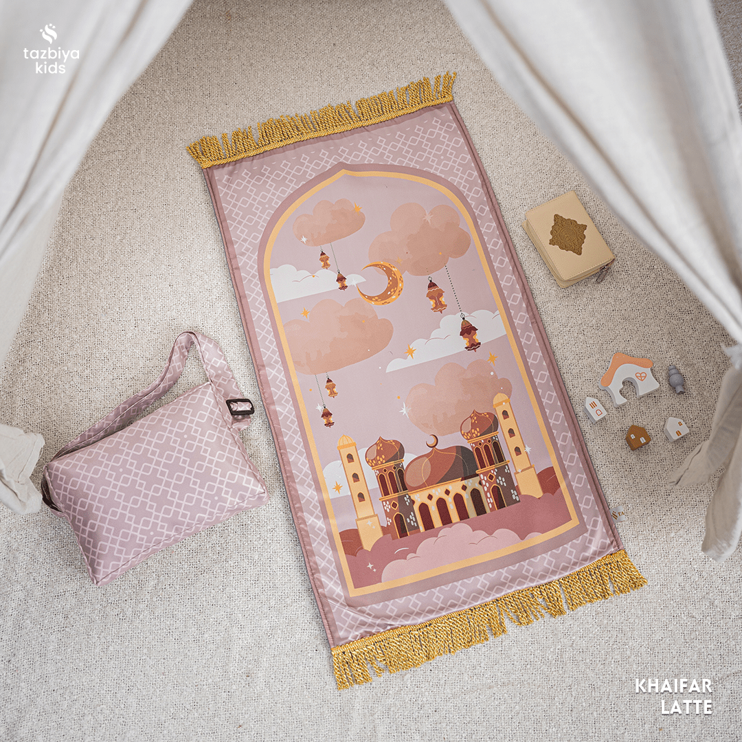 TAZBIYA SAJADAH ANAK BUSA VELVET MOTIF PREMIUM | FREE TAS POUCH