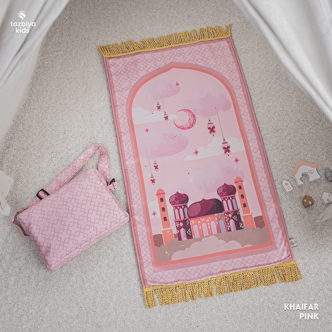 TAZBIYA SAJADAH ANAK BUSA VELVET MOTIF PREMIUM | FREE TAS POUCH