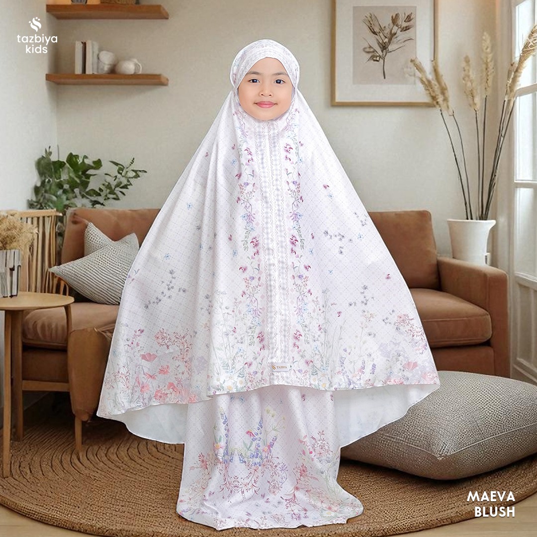 TAZBIYA MUKENA ANAK COTTON MAEVA SERIES | Mukena Anak Motif TK SD SMP | Mukena Anak 4-14 Tahun