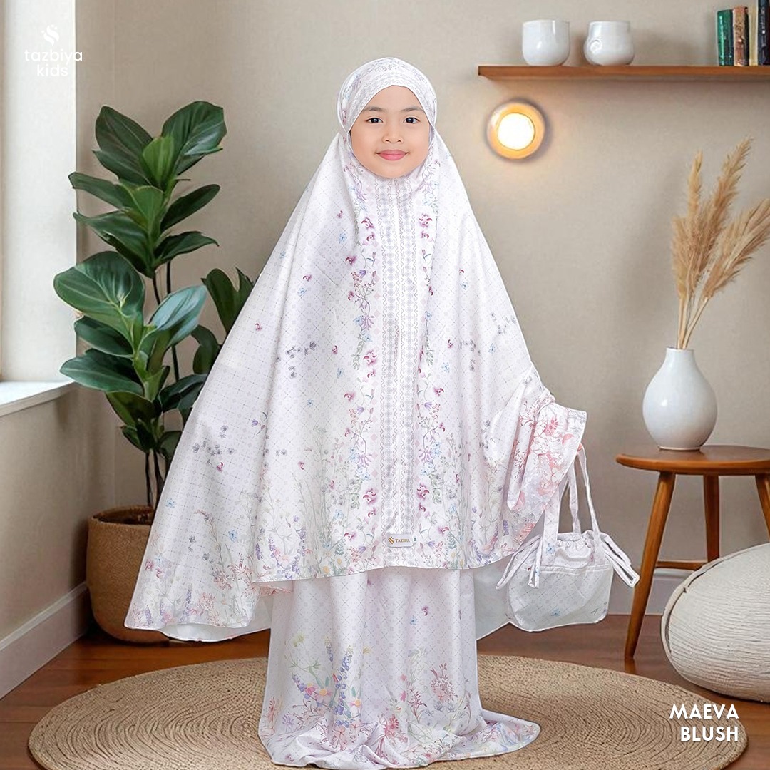 TAZBIYA MUKENA ANAK COTTON MAEVA SERIES | Mukena Anak Motif TK SD SMP | Mukena Anak 4-14 Tahun