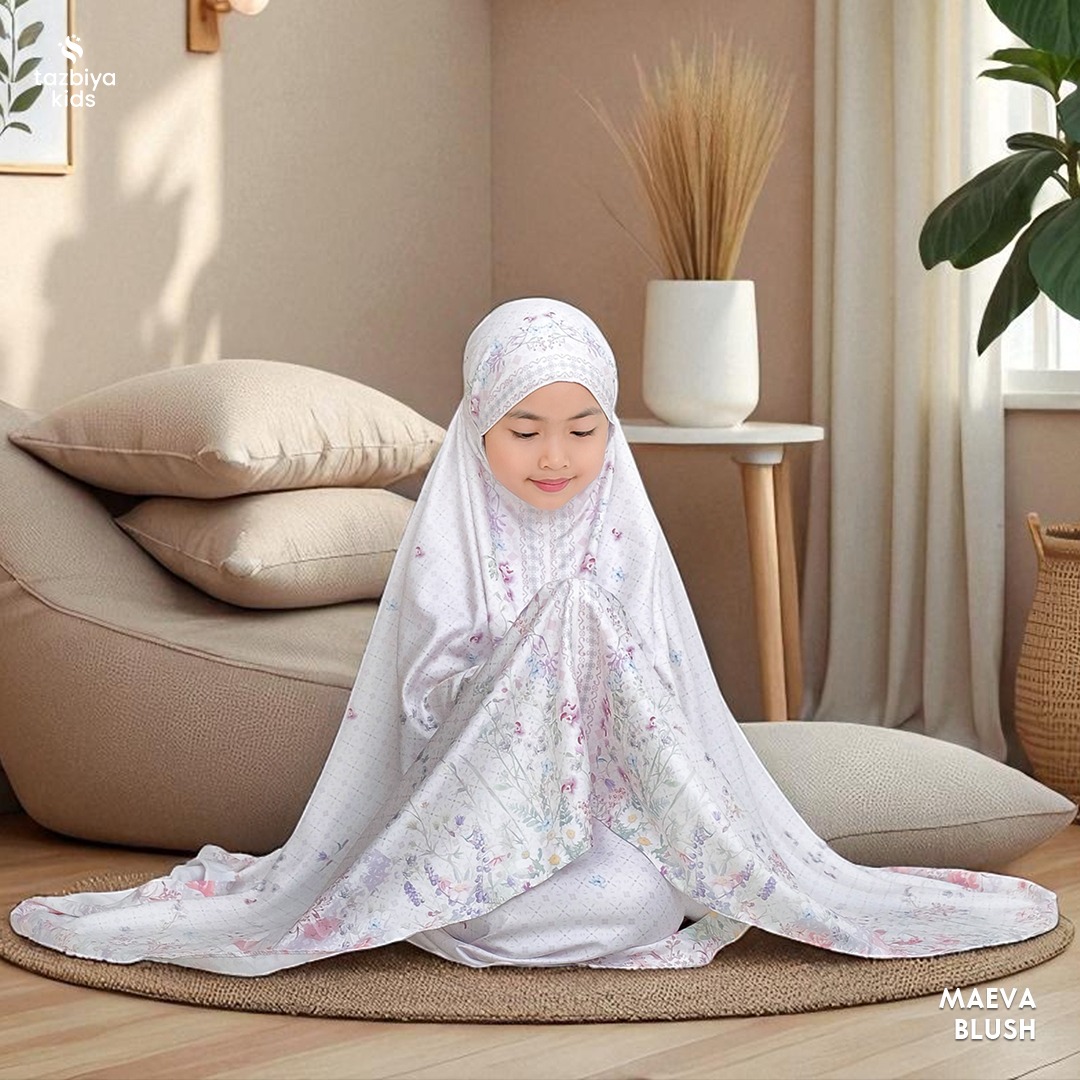 TAZBIYA MUKENA ANAK COTTON MAEVA SERIES | Mukena Anak Motif TK SD SMP | Mukena Anak 4-14 Tahun