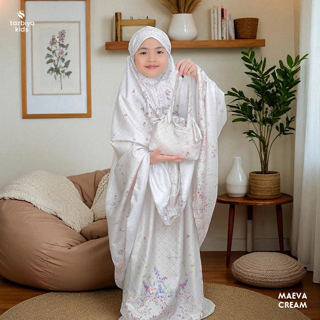 TAZBIYA MUKENA ANAK COTTON MAEVA SERIES | Mukena Anak Motif TK SD SMP | Mukena Anak 4-14 Tahun