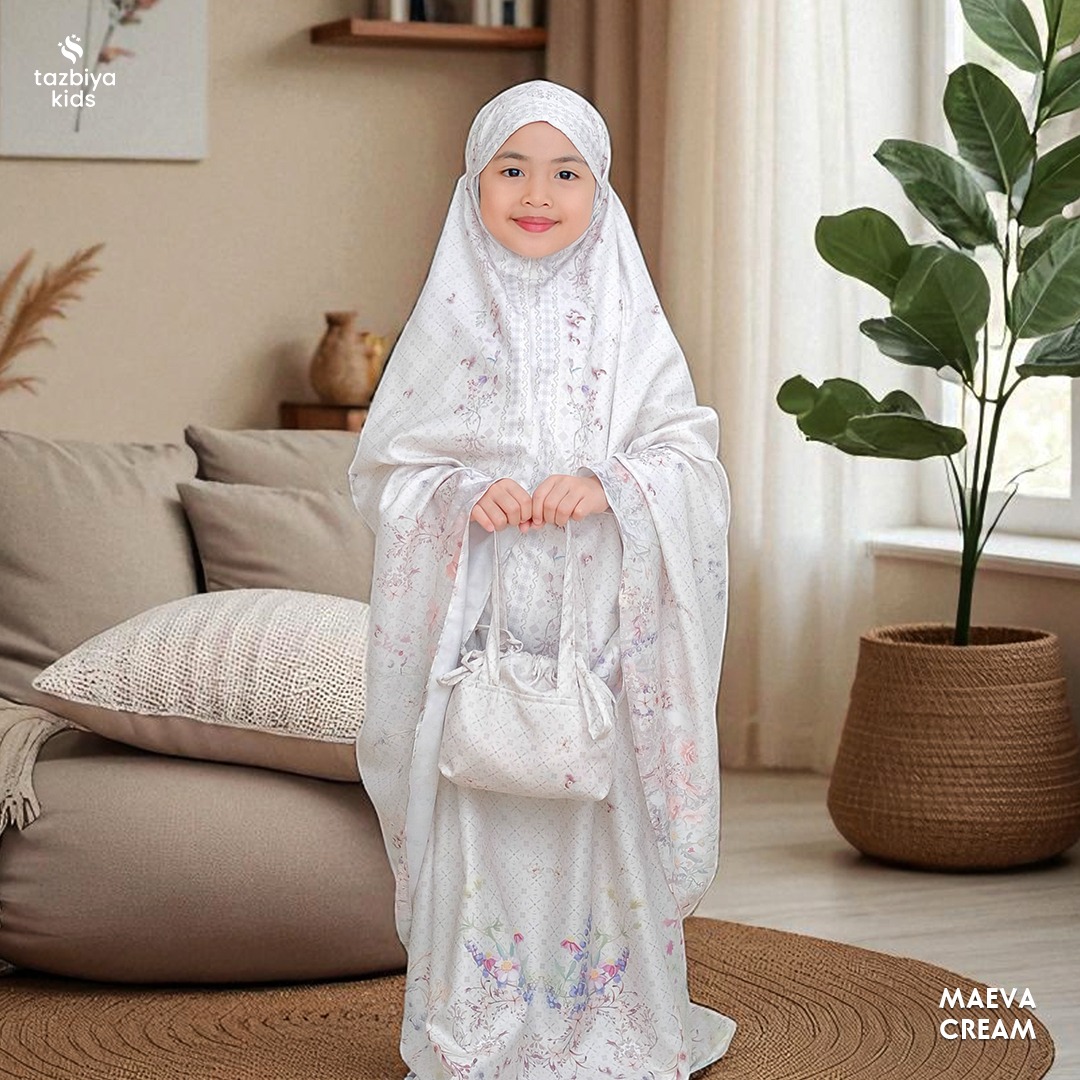 TAZBIYA MUKENA ANAK COTTON MAEVA SERIES | Mukena Anak Motif TK SD SMP | Mukena Anak 4-14 Tahun