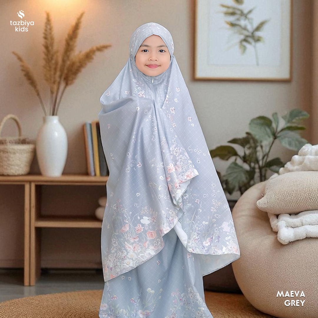 TAZBIYA MUKENA ANAK COTTON MAEVA SERIES | Mukena Anak Motif TK SD SMP | Mukena Anak 4-14 Tahun