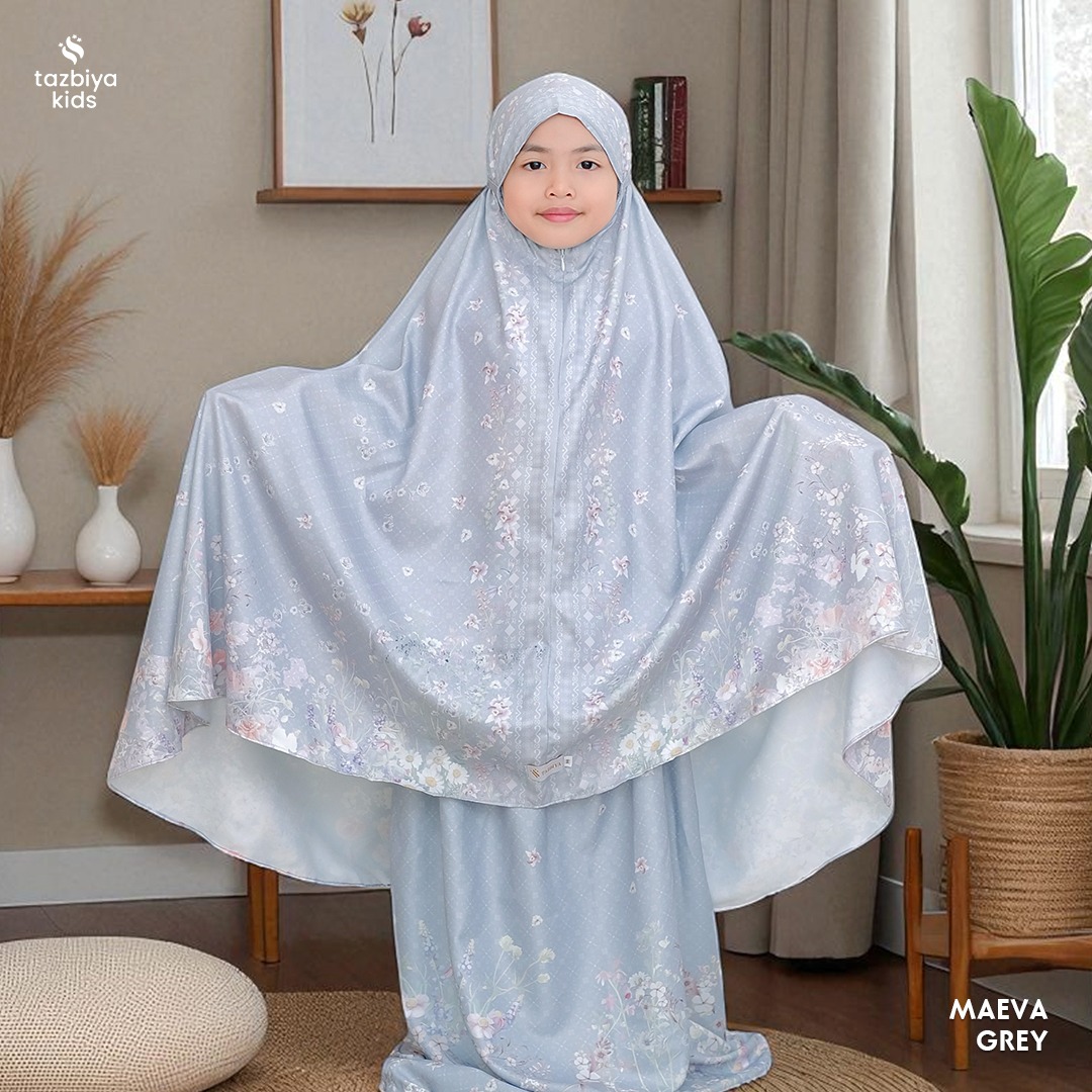 TAZBIYA MUKENA ANAK COTTON MAEVA SERIES | Mukena Anak Motif TK SD SMP | Mukena Anak 4-14 Tahun