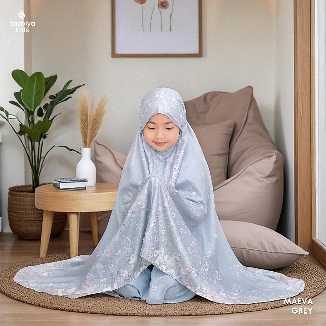 TAZBIYA MUKENA ANAK COTTON MAEVA SERIES | Mukena Anak Motif TK SD SMP | Mukena Anak 4-14 Tahun