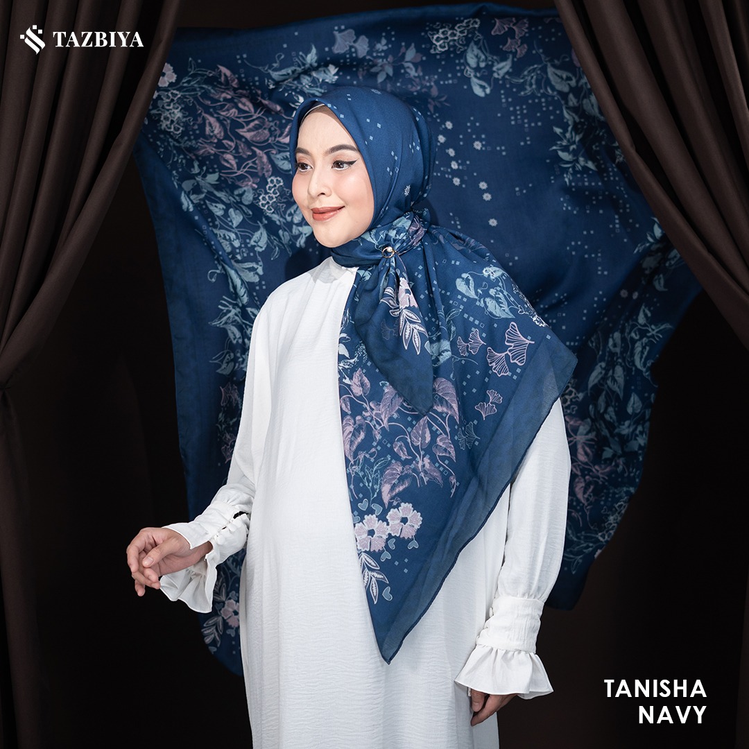 TAZBIYA SCARF - TANISHA SERIES I TAZBIYA HIJAB VOAL MOTIF JAHIT TEPI