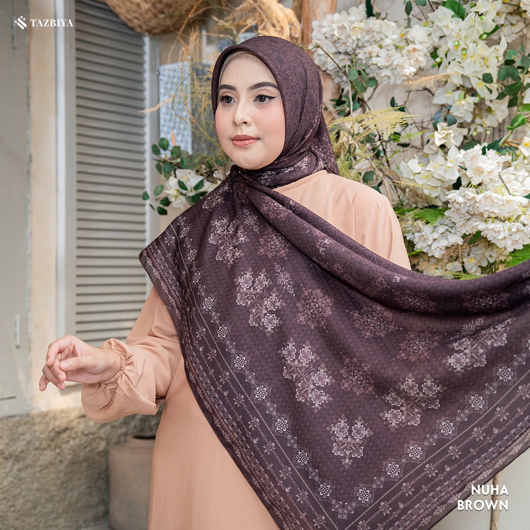 TAZBIYA SCARF - NUHA SERIES I TAZBIYA HIJAB VOAL MOTIF JAHIT TEPI 