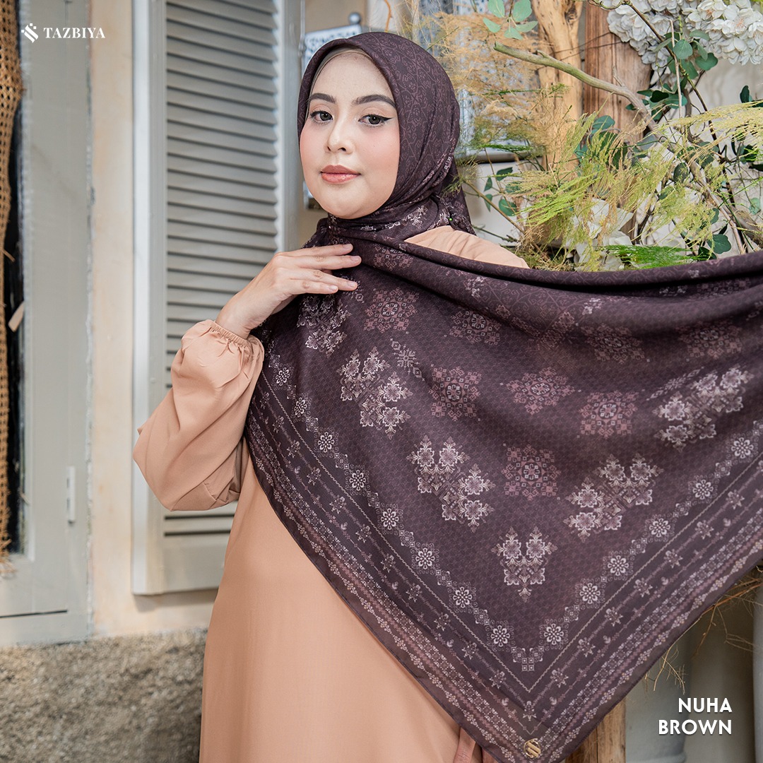 TAZBIYA SCARF - NUHA SERIES I TAZBIYA HIJAB VOAL MOTIF JAHIT TEPI 