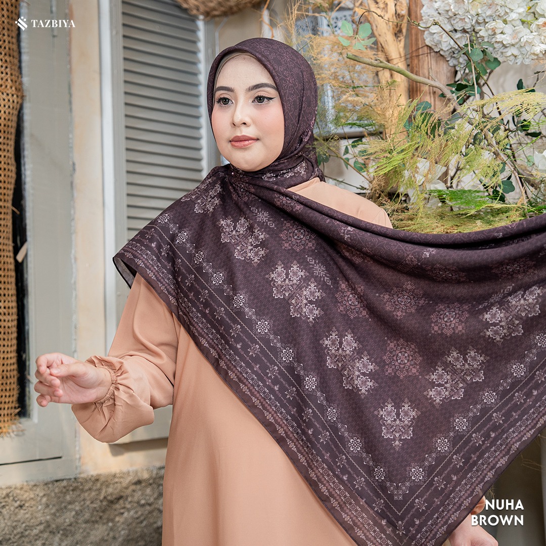 TAZBIYA SCARF - NUHA SERIES I TAZBIYA HIJAB VOAL MOTIF JAHIT TEPI 