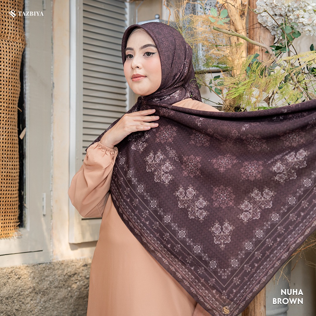 TAZBIYA SCARF - NUHA SERIES I TAZBIYA HIJAB VOAL MOTIF JAHIT TEPI 