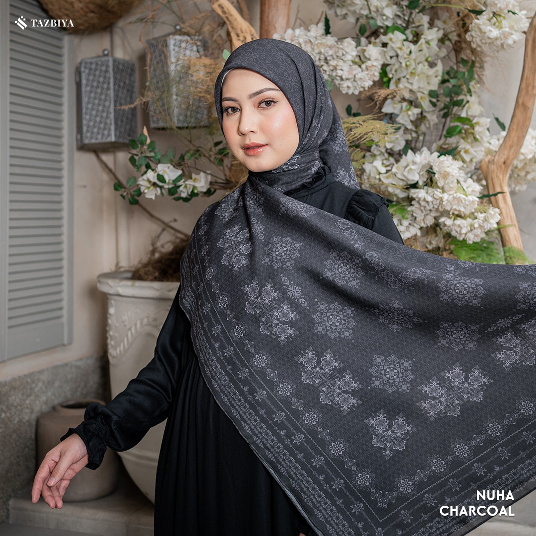 TAZBIYA SCARF - NUHA SERIES I TAZBIYA HIJAB VOAL MOTIF JAHIT TEPI 