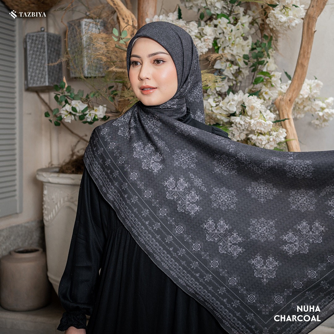 TAZBIYA SCARF - NUHA SERIES I TAZBIYA HIJAB VOAL MOTIF JAHIT TEPI 