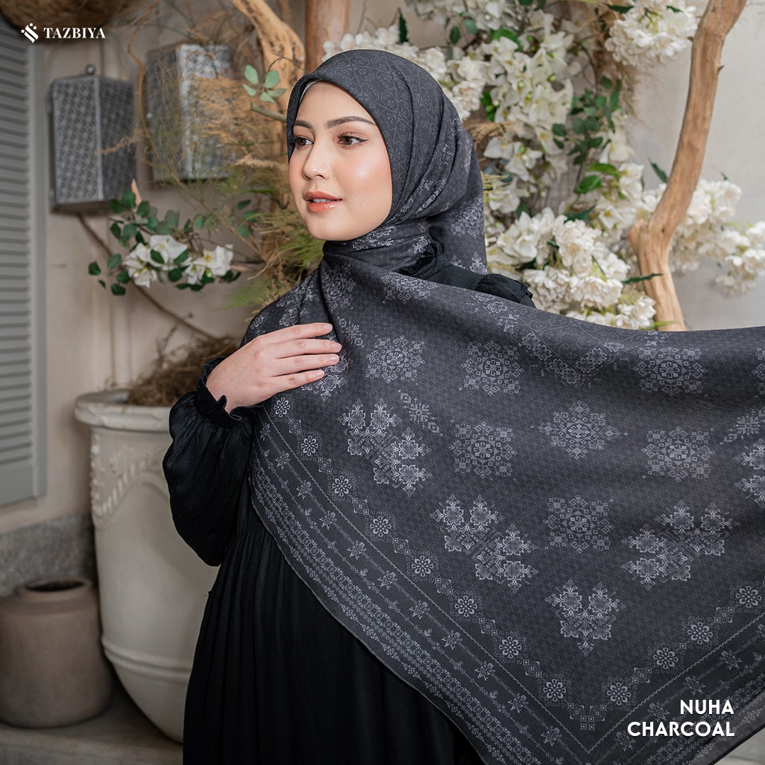 TAZBIYA SCARF - NUHA SERIES I TAZBIYA HIJAB VOAL MOTIF JAHIT TEPI 