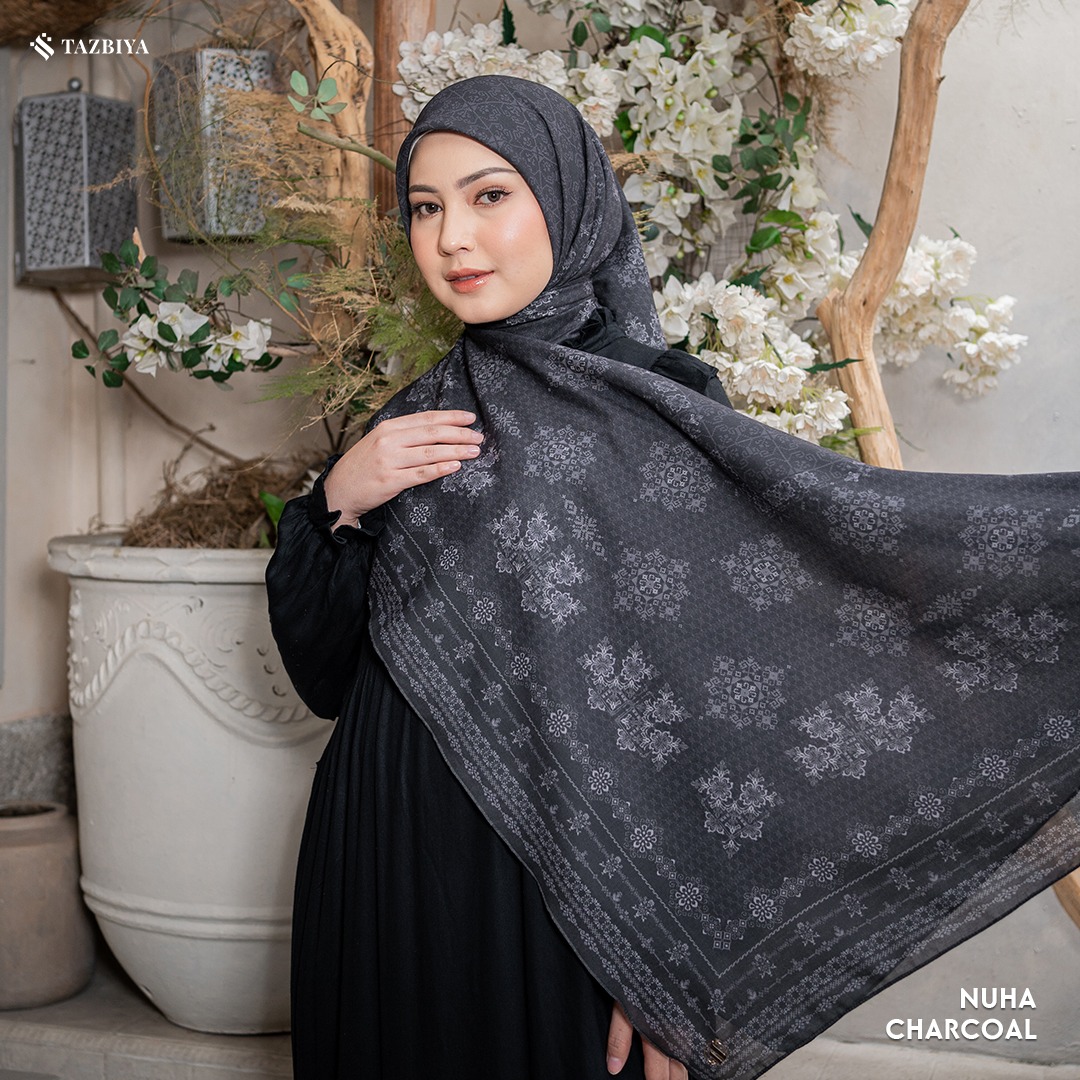 TAZBIYA SCARF - NUHA SERIES I TAZBIYA HIJAB VOAL MOTIF JAHIT TEPI 