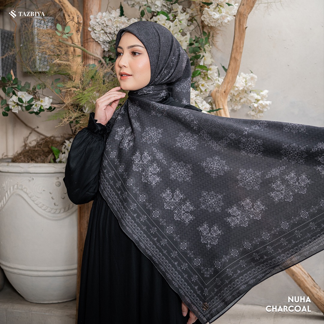 TAZBIYA SCARF - NUHA SERIES I TAZBIYA HIJAB VOAL MOTIF JAHIT TEPI 