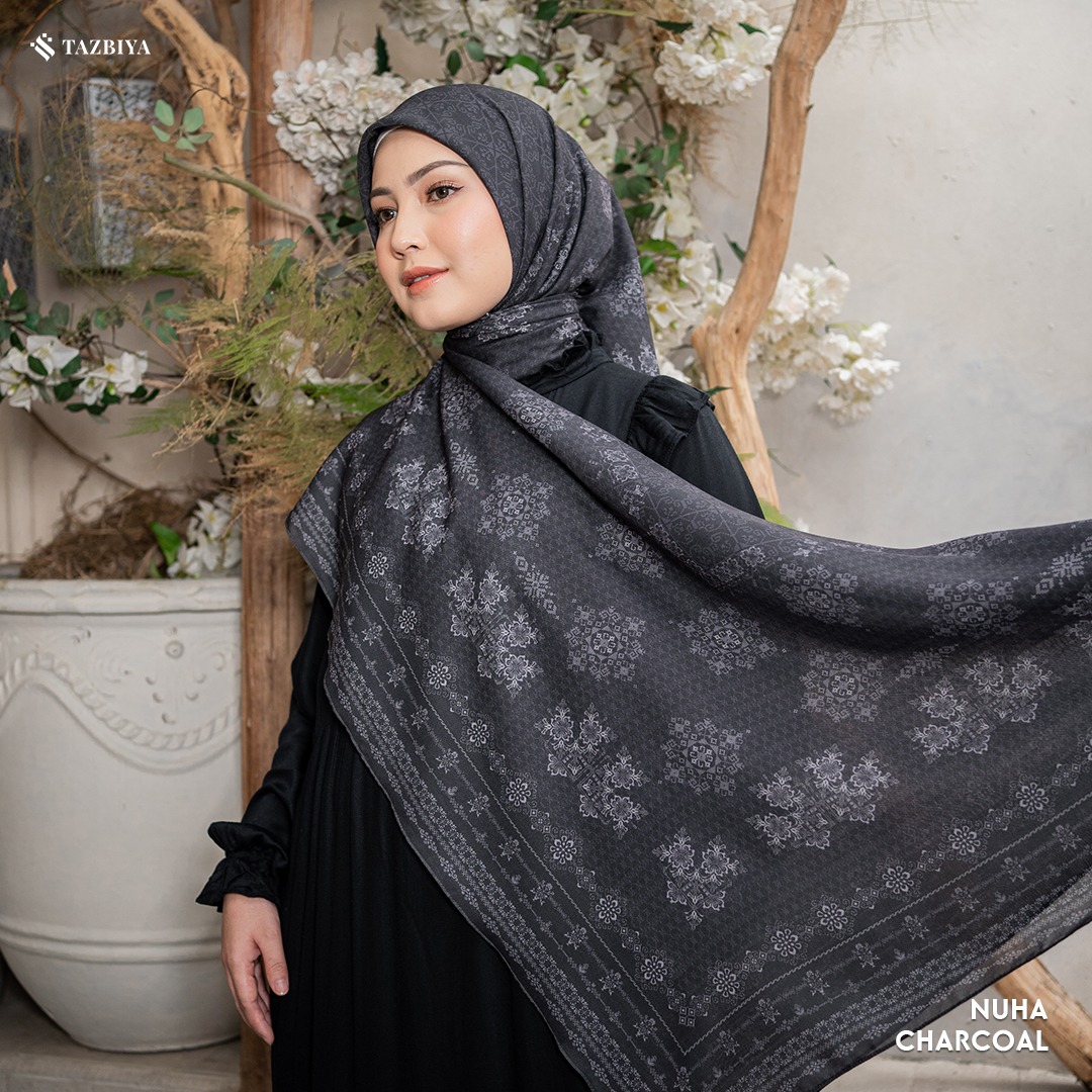 TAZBIYA SCARF - NUHA SERIES I TAZBIYA HIJAB VOAL MOTIF JAHIT TEPI 