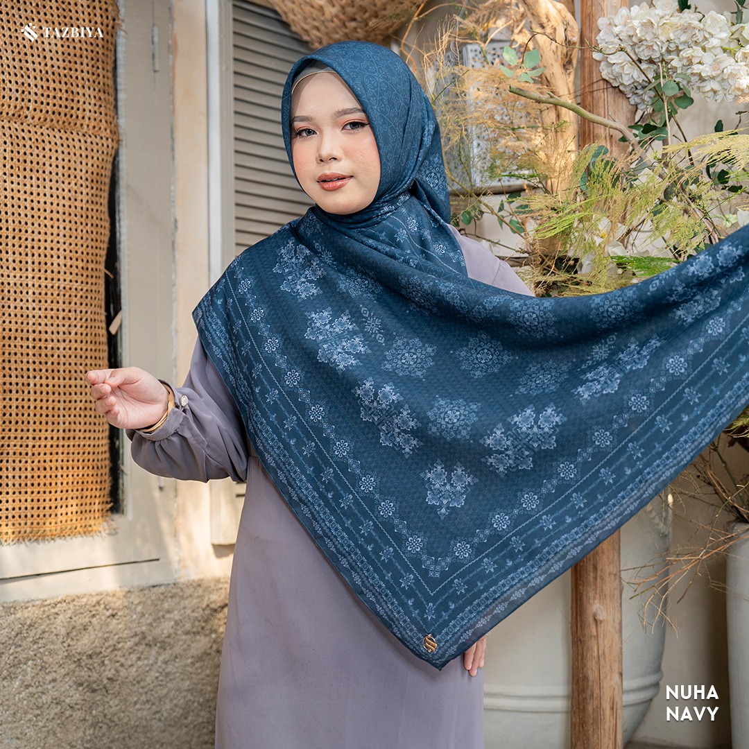TAZBIYA SCARF - NUHA SERIES I TAZBIYA HIJAB VOAL MOTIF JAHIT TEPI 