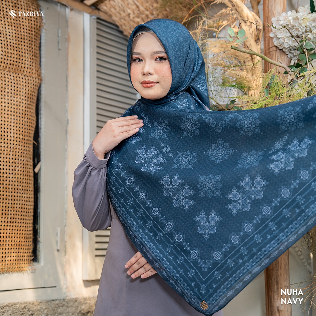 TAZBIYA SCARF - NUHA SERIES I TAZBIYA HIJAB VOAL MOTIF JAHIT TEPI 