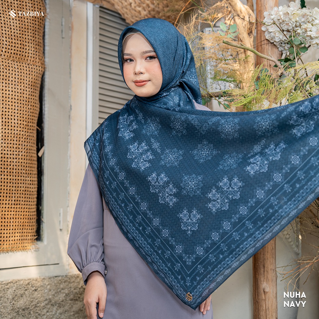 TAZBIYA SCARF - NUHA SERIES I TAZBIYA HIJAB VOAL MOTIF JAHIT TEPI 