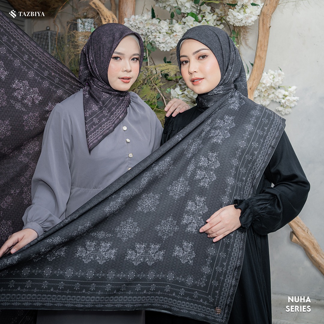 TAZBIYA SCARF - NUHA SERIES I TAZBIYA HIJAB VOAL MOTIF JAHIT TEPI 