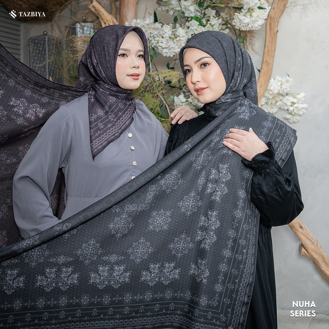 TAZBIYA SCARF - NUHA SERIES I TAZBIYA HIJAB VOAL MOTIF JAHIT TEPI 
