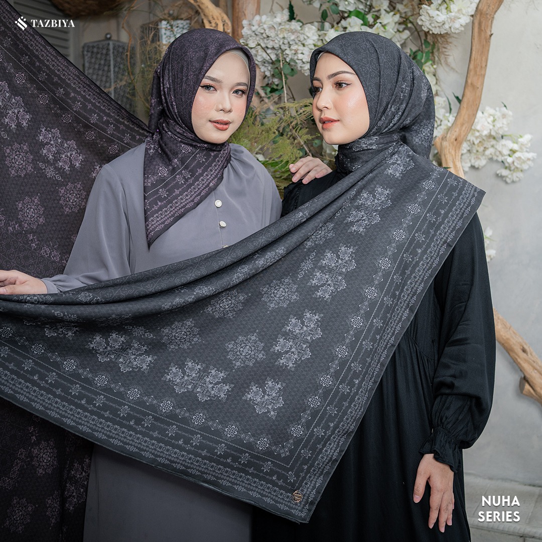 TAZBIYA SCARF - NUHA SERIES I TAZBIYA HIJAB VOAL MOTIF JAHIT TEPI 