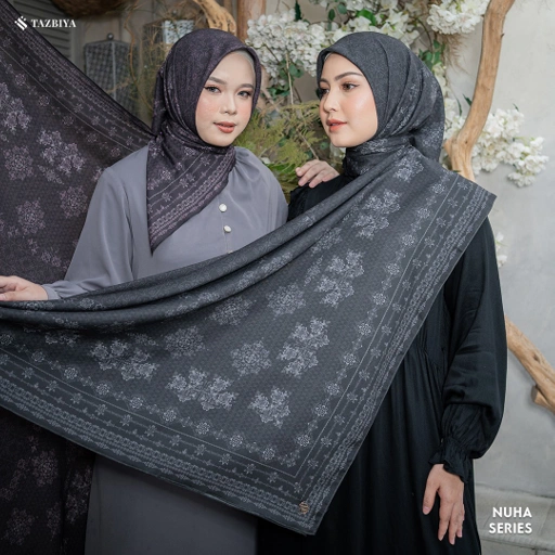 Image of TAZBIYA SCARF - NUHA SERIES I TAZBIYA HIJAB VOAL MOTIF JAHIT TEPI 