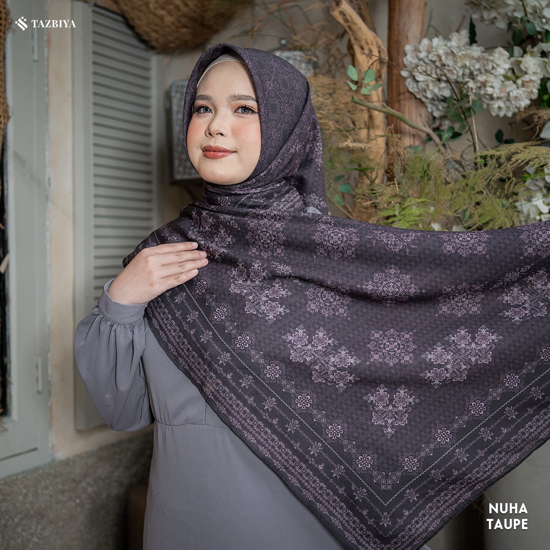 TAZBIYA SCARF - NUHA SERIES I TAZBIYA HIJAB VOAL MOTIF JAHIT TEPI 