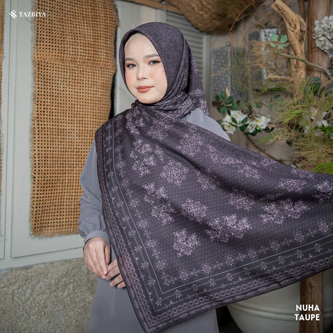 TAZBIYA SCARF - NUHA SERIES I TAZBIYA HIJAB VOAL MOTIF JAHIT TEPI 