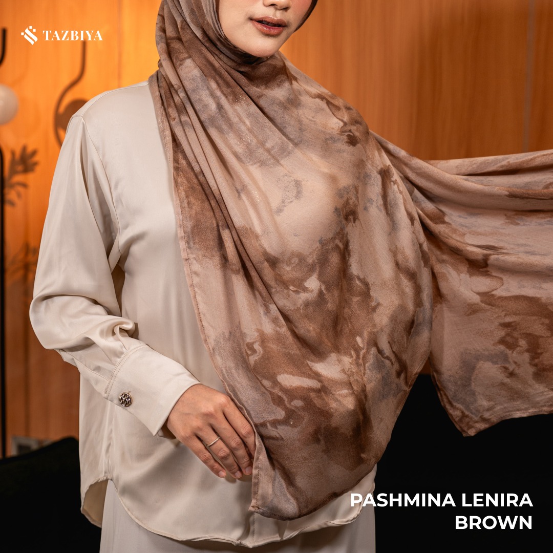 TAZBIYA - Pashmina Viscose LENIRA (Pashmina Motif Marble Bahan Viscose)