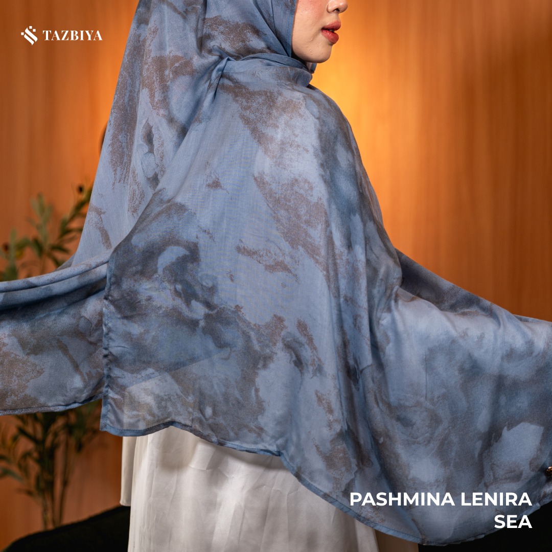TAZBIYA - Pashmina Viscose LENIRA (Pashmina Motif Marble Bahan Viscose)