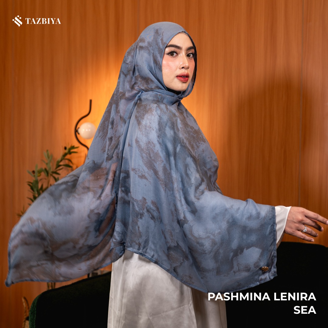 TAZBIYA - Pashmina Viscose LENIRA (Pashmina Motif Marble Bahan Viscose)
