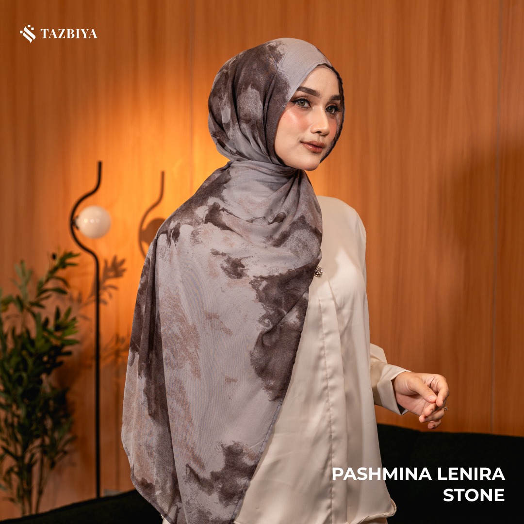 TAZBIYA - Pashmina Viscose LENIRA (Pashmina Motif Marble Bahan Viscose)