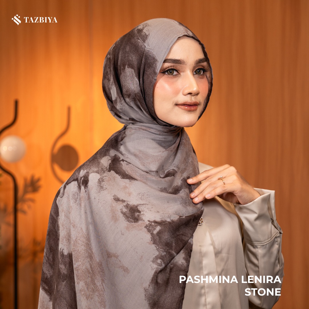 TAZBIYA - Pashmina Viscose LENIRA (Pashmina Motif Marble Bahan Viscose)