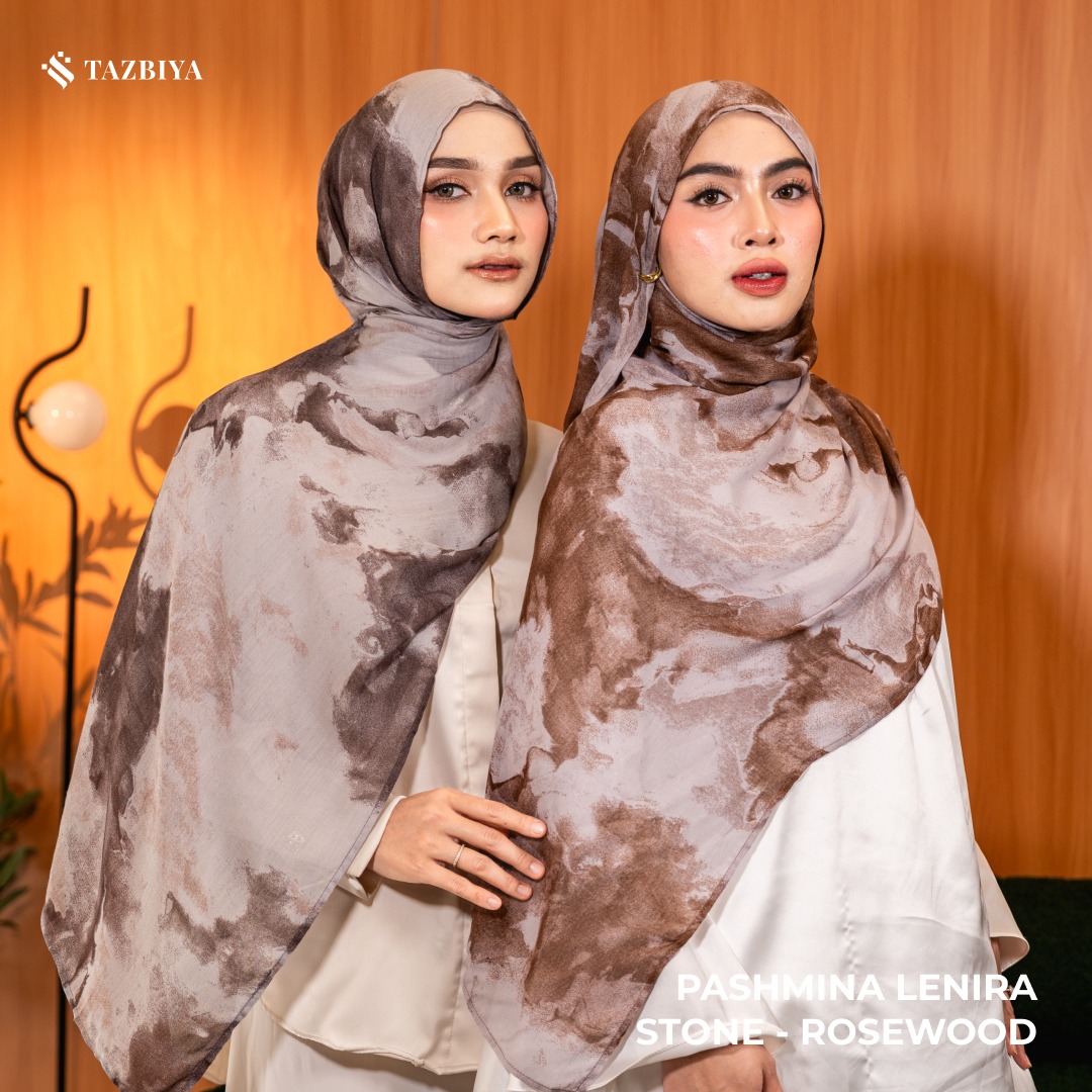 TAZBIYA - Pashmina Viscose LENIRA (Pashmina Motif Marble Bahan Viscose)