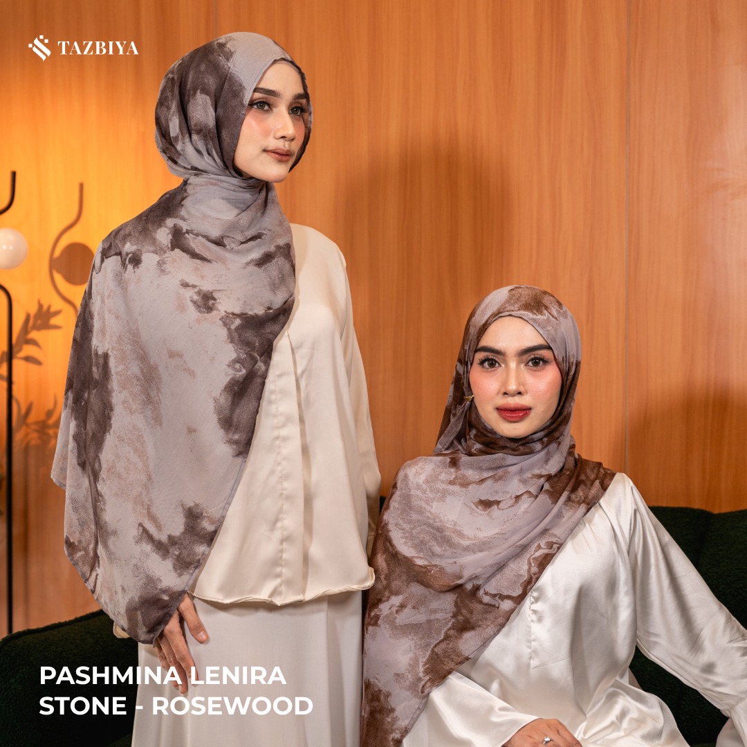 TAZBIYA - Pashmina Viscose LENIRA (Pashmina Motif Marble Bahan Viscose)