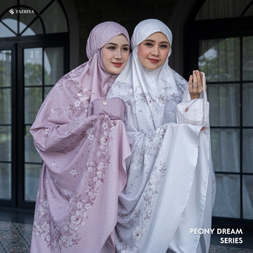 Image of TAZBIYA MUKENA TRAVEL 2IN1 PEONY-DREAM SERIES | Mukena Travel Dewasa Motif