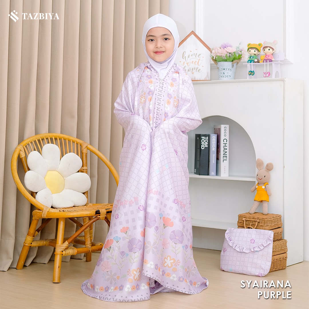 TAZBIYA MUKENA ANAK COTTON SYAIRANA SERIES | Mukena Anak Motif TK SD SMP | Mukena Anak 4-14 Tahun