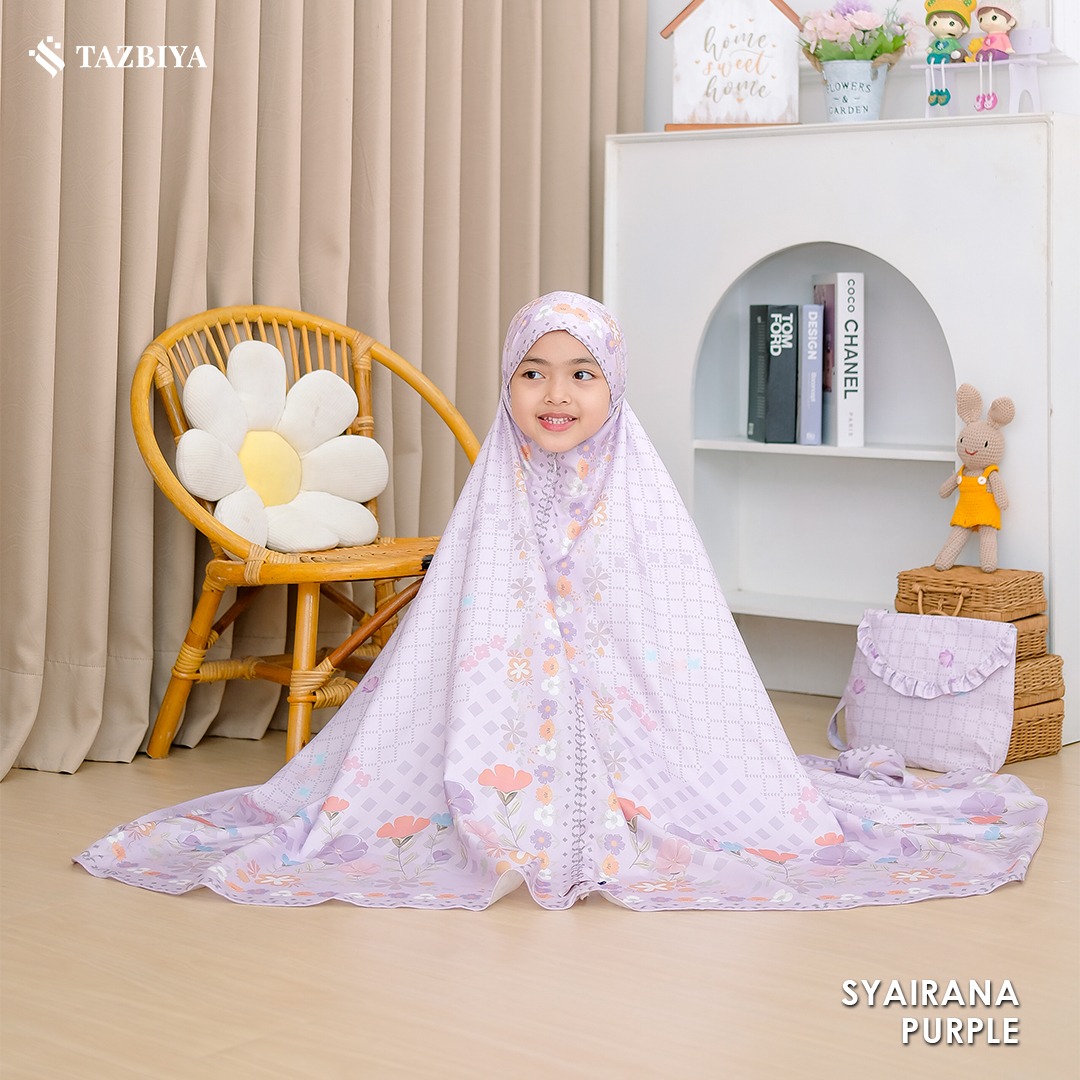 TAZBIYA MUKENA ANAK COTTON SYAIRANA SERIES | Mukena Anak Motif TK SD SMP | Mukena Anak 4-14 Tahun