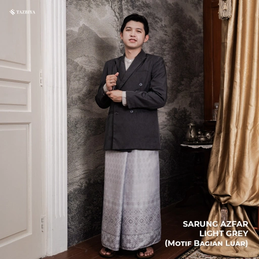 Image of [NEW!] TAZBIYA PRAYER-SET SARUNG TWO-TONE AZFAR SERIES | SARUNG LAKI LAKI DEWASA MOTIF