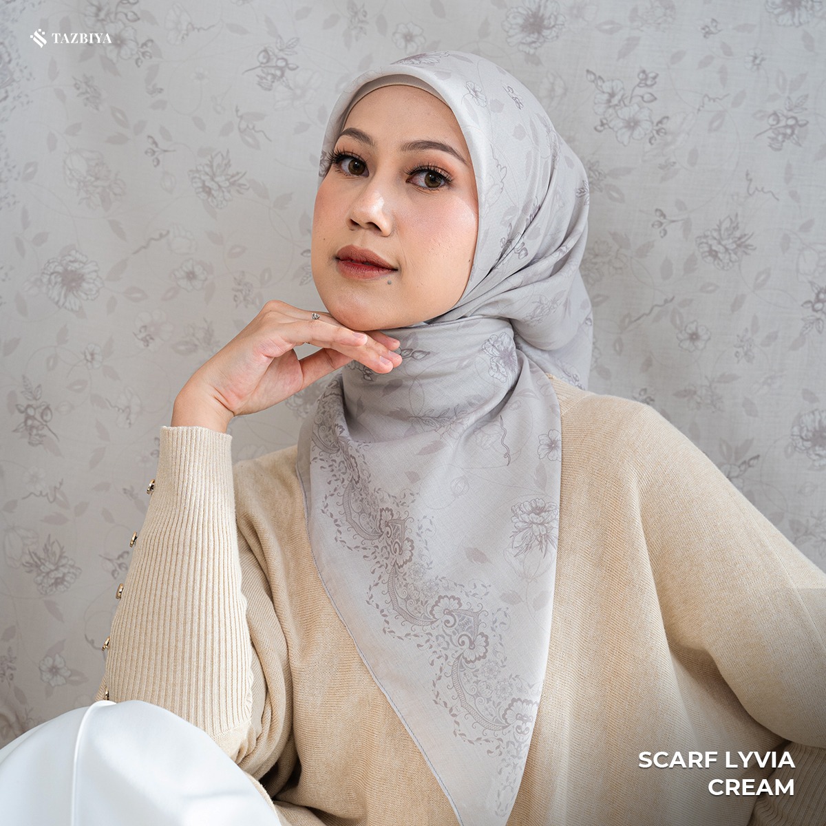 TAZBIYA SCARF - LYVIA SERIES I TAZBIYA HIJAB VOAL MOTIF JAHIT TEPI 