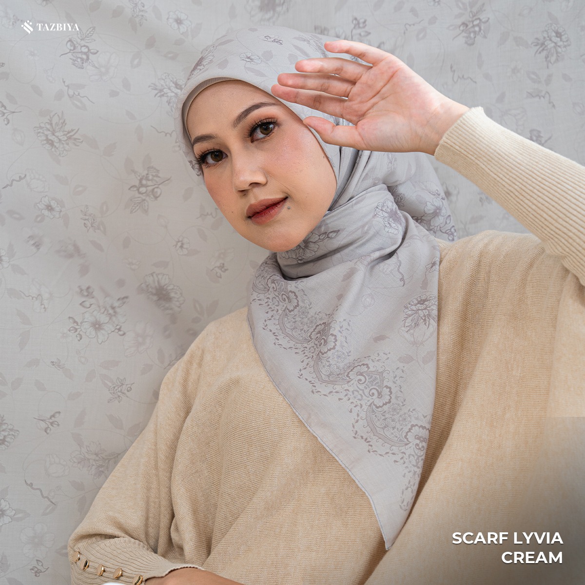 TAZBIYA SCARF - LYVIA SERIES I TAZBIYA HIJAB VOAL MOTIF JAHIT TEPI 