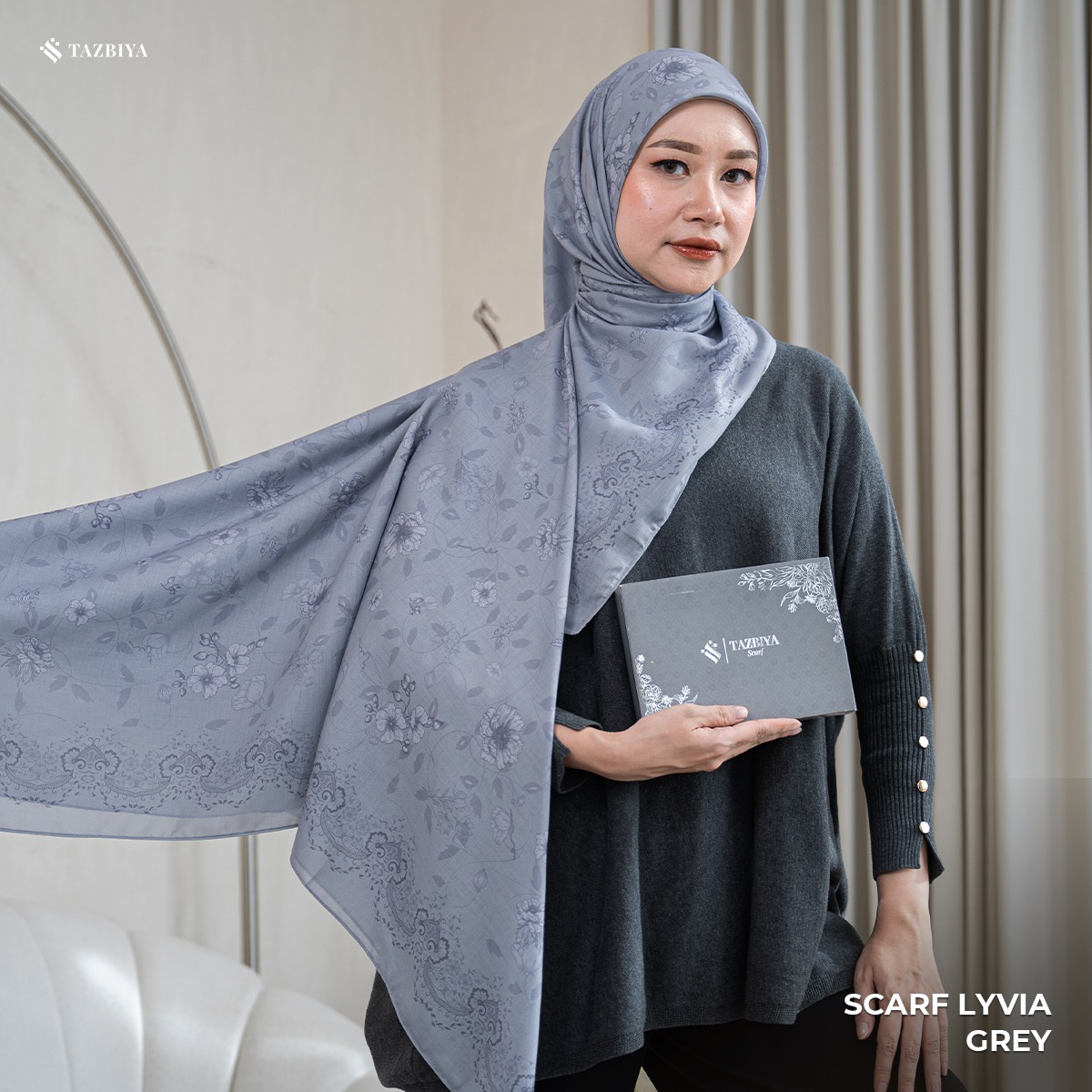 TAZBIYA SCARF - LYVIA SERIES I TAZBIYA HIJAB VOAL MOTIF JAHIT TEPI 